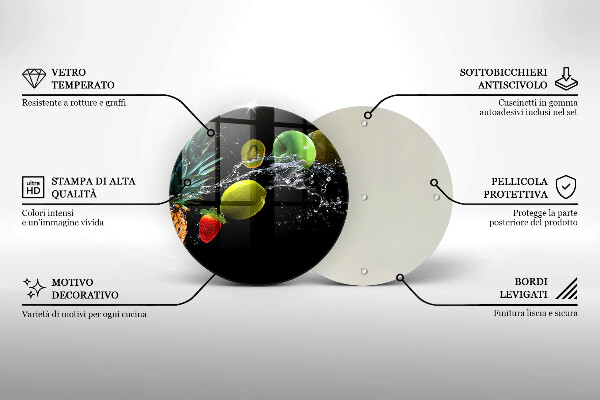 Steklena podloga za rezanje Sadje v vodi
