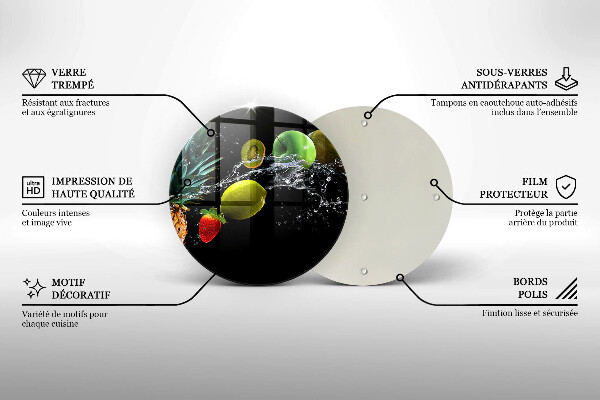 Steklena podloga za rezanje Sadje v vodi