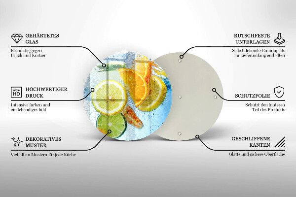 Steklena podloga za rezanje Sočna citrusna voda