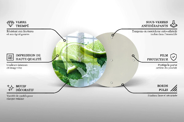 Steklena podloga za rezanje Limetina meta in led