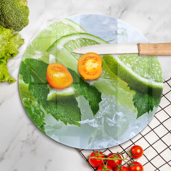 Steklena podloga za rezanje Limetina meta in led