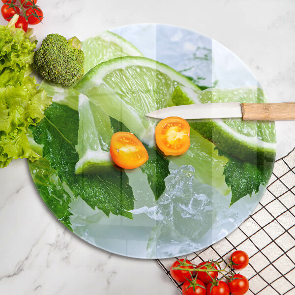 Steklena podloga za rezanje Limetina meta in led