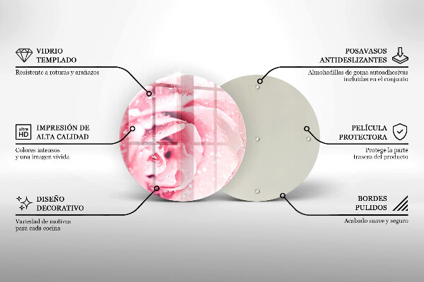 Steklena podloga za rezanje Rosne kapljice in cvet vrtnice
