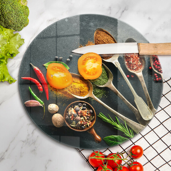 Steklena podloga za rezanje Kuhinjske žlice začimb