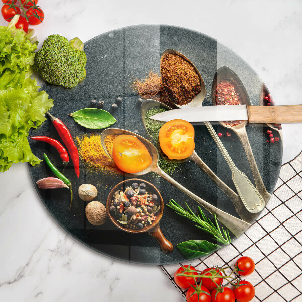 Steklena podloga za rezanje Kuhinjske žlice začimb