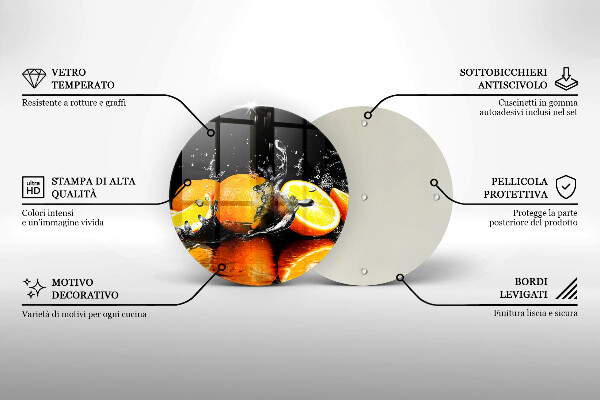 Steklena podloga za rezanje Sočno oranžno sadje