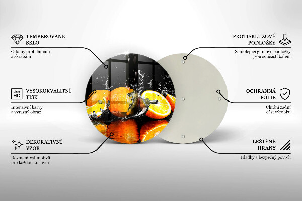 Steklena podloga za rezanje Sočno oranžno sadje