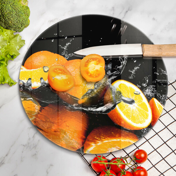 Steklena podloga za rezanje Sočno oranžno sadje