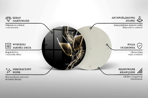 Steklena podloga za rezanje Kozarci za šampanjec