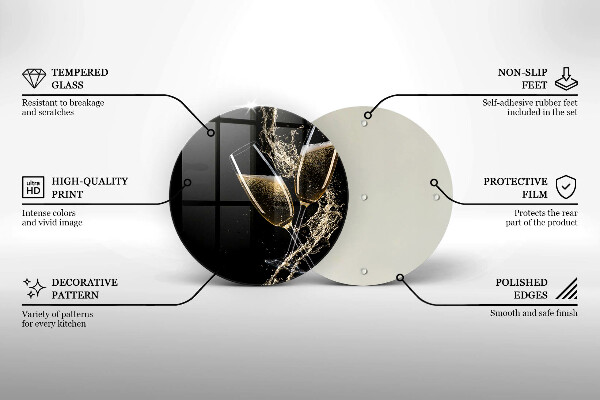 Steklena podloga za rezanje Kozarci za šampanjec