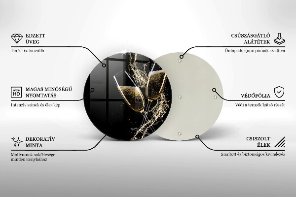 Steklena podloga za rezanje Kozarci za šampanjec