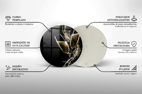 Steklena podloga za rezanje Kozarci za šampanjec