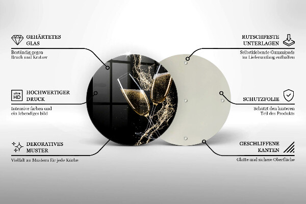 Steklena podloga za rezanje Kozarci za šampanjec