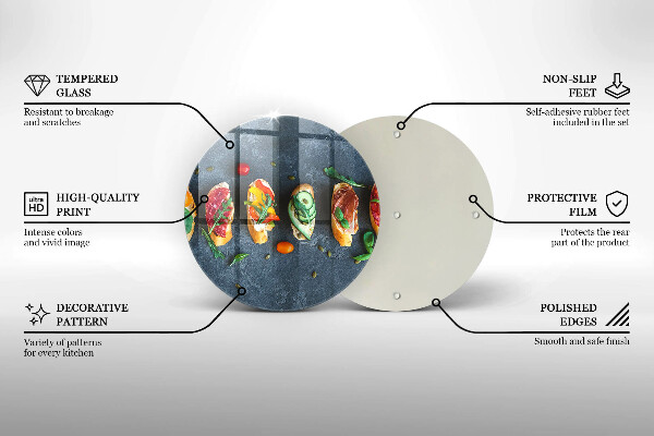 Steklena podloga za rezanje Pisani sendviči