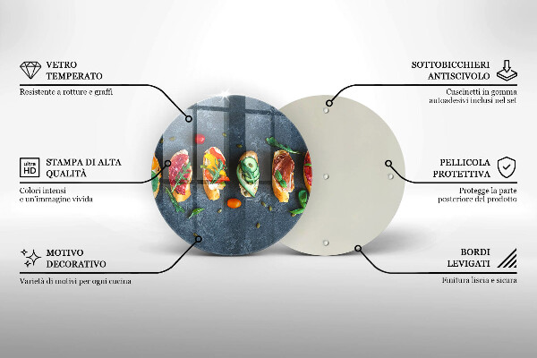 Steklena podloga za rezanje Pisani sendviči