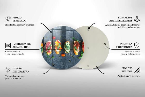 Steklena podloga za rezanje Pisani sendviči