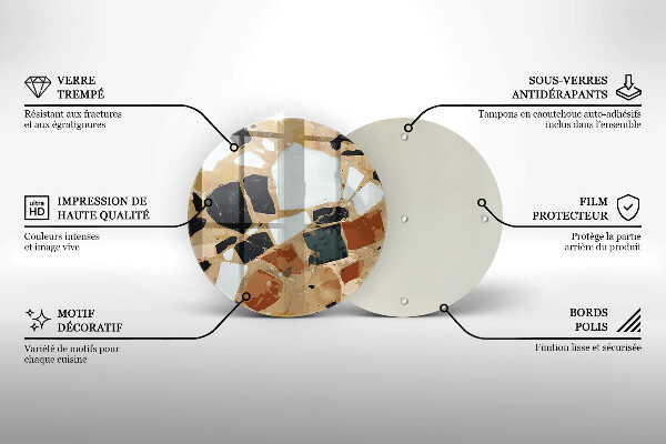 Steklena podloga za rezanje Plošča z okrasnimi kamni