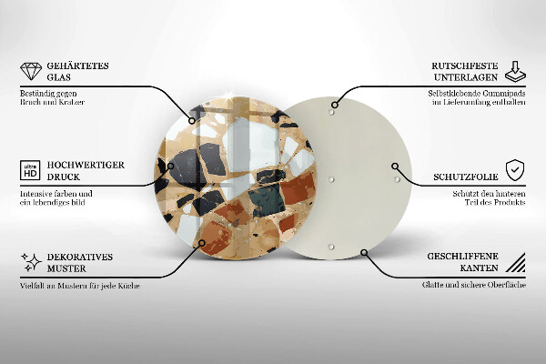 Steklena podloga za rezanje Plošča z okrasnimi kamni