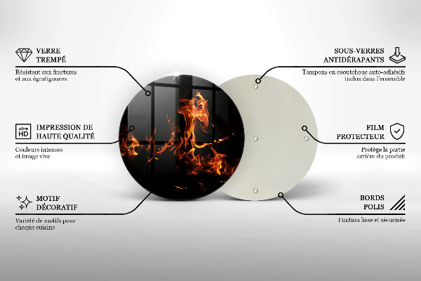 Steklena podloga za rezanje Prižgi živi plamen