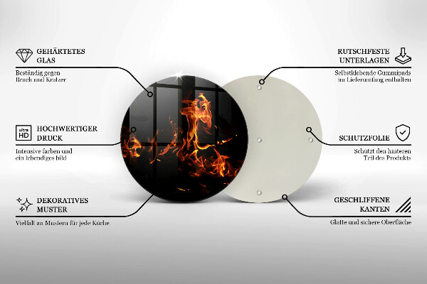 Steklena podloga za rezanje Prižgi živi plamen