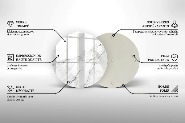 Steklena podloga za rezanje Elegantna tekstura marmorja