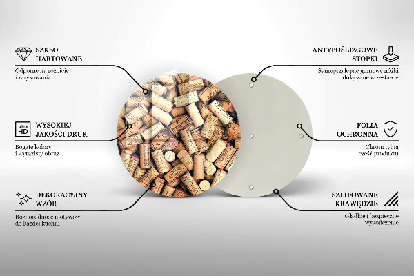 Steklena podloga za rezanje Brezšivni vzorec vinskih zamaškov