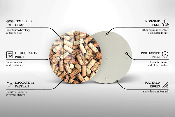 Steklena podloga za rezanje Brezšivni vzorec vinskih zamaškov