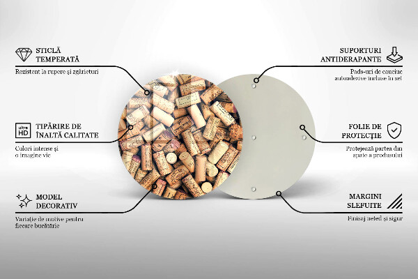 Steklena podloga za rezanje Brezšivni vzorec vinskih zamaškov