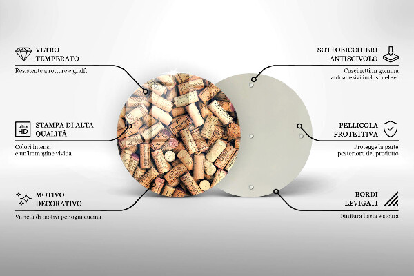 Steklena podloga za rezanje Brezšivni vzorec vinskih zamaškov