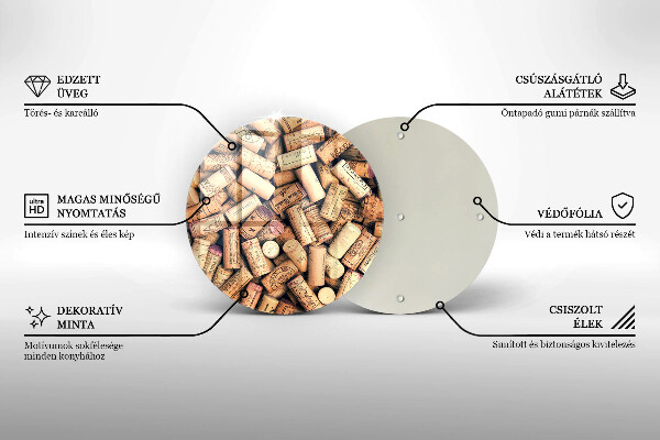 Steklena podloga za rezanje Brezšivni vzorec vinskih zamaškov