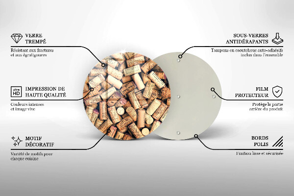 Steklena podloga za rezanje Brezšivni vzorec vinskih zamaškov