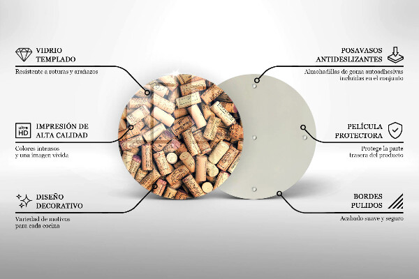 Steklena podloga za rezanje Brezšivni vzorec vinskih zamaškov
