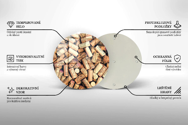 Steklena podloga za rezanje Brezšivni vzorec vinskih zamaškov