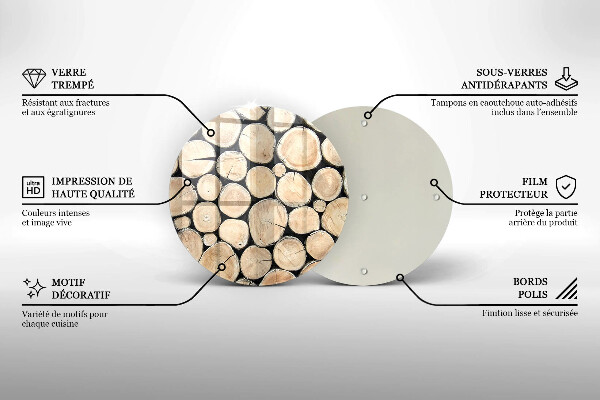 Steklena podloga za rezanje Lesena debla