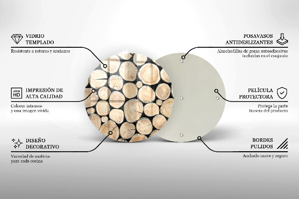 Steklena podloga za rezanje Lesena debla
