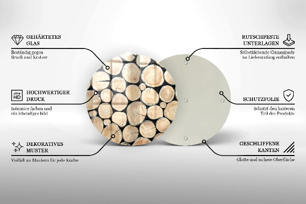 Steklena podloga za rezanje Lesena debla