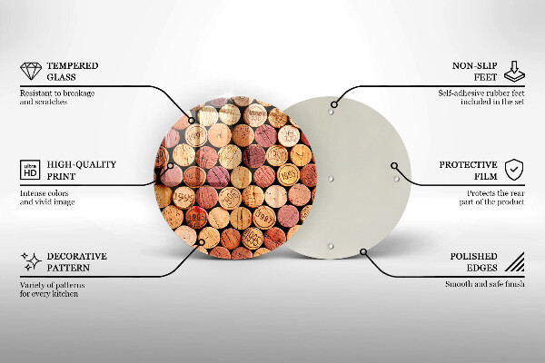 Steklena podloga za rezanje Vzorec vinskih zamaškov