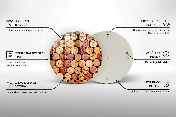 Steklena podloga za rezanje Vzorec vinskih zamaškov