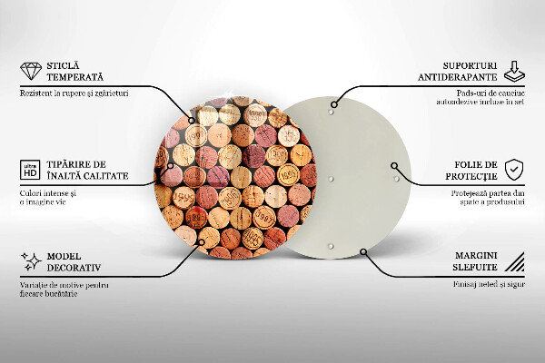 Steklena podloga za rezanje Vzorec vinskih zamaškov