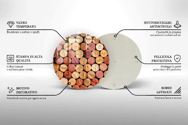 Steklena podloga za rezanje Vzorec vinskih zamaškov