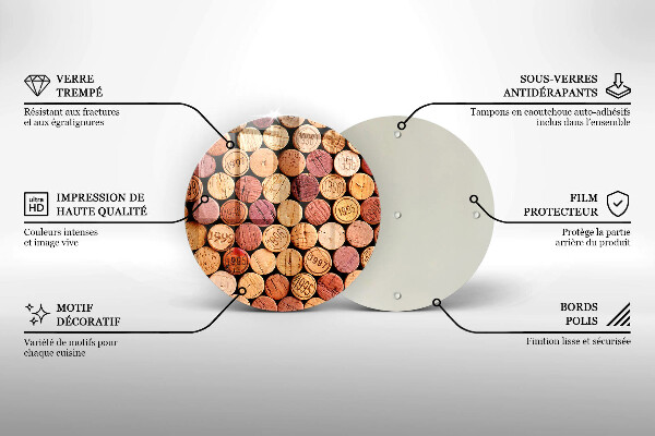 Steklena podloga za rezanje Vzorec vinskih zamaškov