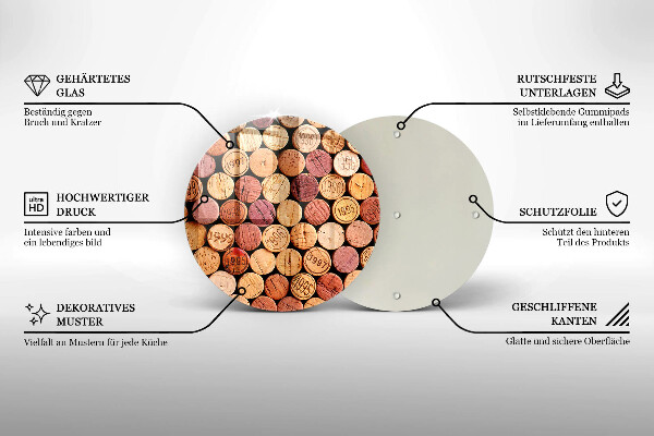 Steklena podloga za rezanje Vzorec vinskih zamaškov