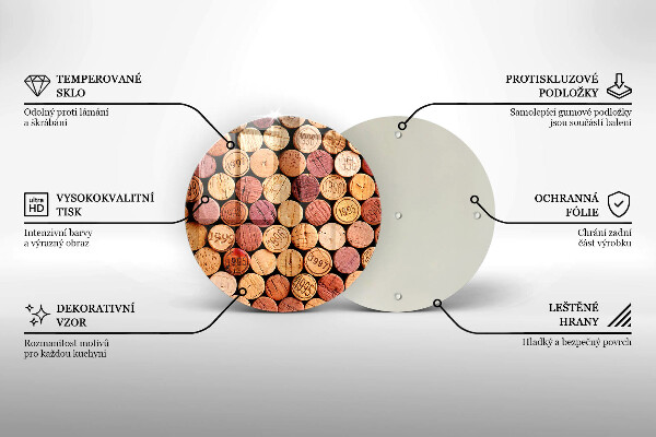 Steklena podloga za rezanje Vzorec vinskih zamaškov