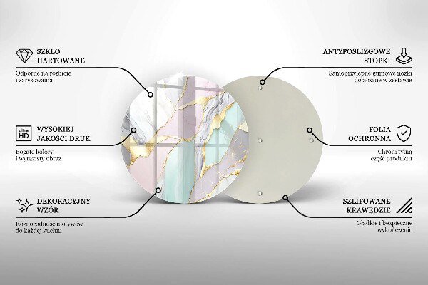 Steklena podloga za rezanje Pastelni marmor