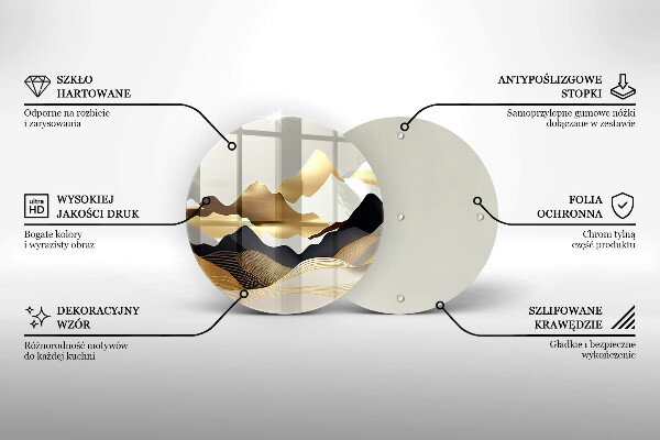 Steklena podloga za rezanje Abstraktne zlate gore