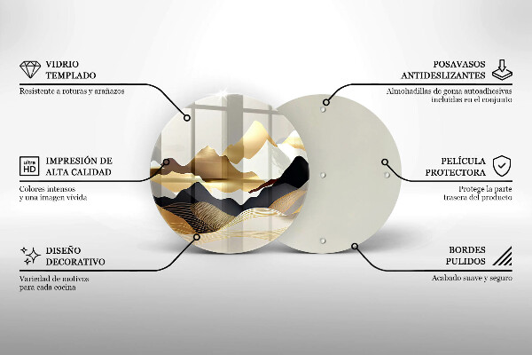 Steklena podloga za rezanje Abstraktne zlate gore