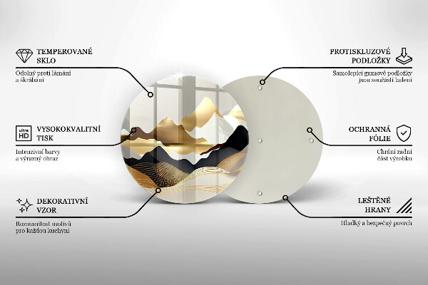 Steklena podloga za rezanje Abstraktne zlate gore