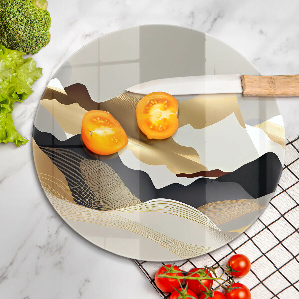 Steklena podloga za rezanje Abstraktne zlate gore