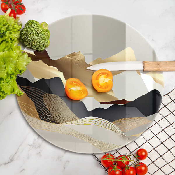 Steklena podloga za rezanje Abstraktne zlate gore