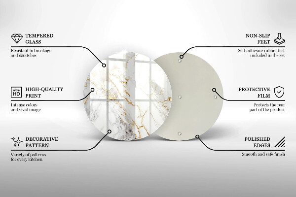 Steklena podloga za rezanje Svetel marmor z zlatom